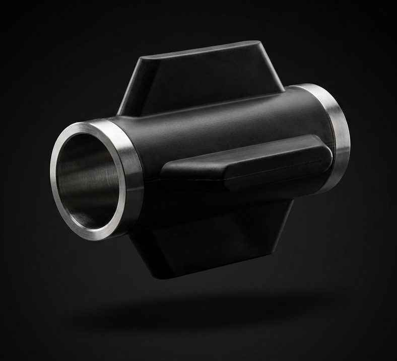 Fifty X four-blade MWD centralizer: black HNBR elastomer bonded to a machined stainless insert